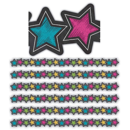 Teacher Created Resources Chalkboard Brights Stars Die-Cut Border Trim, 35ft Per Pack, PK6 TCR3569